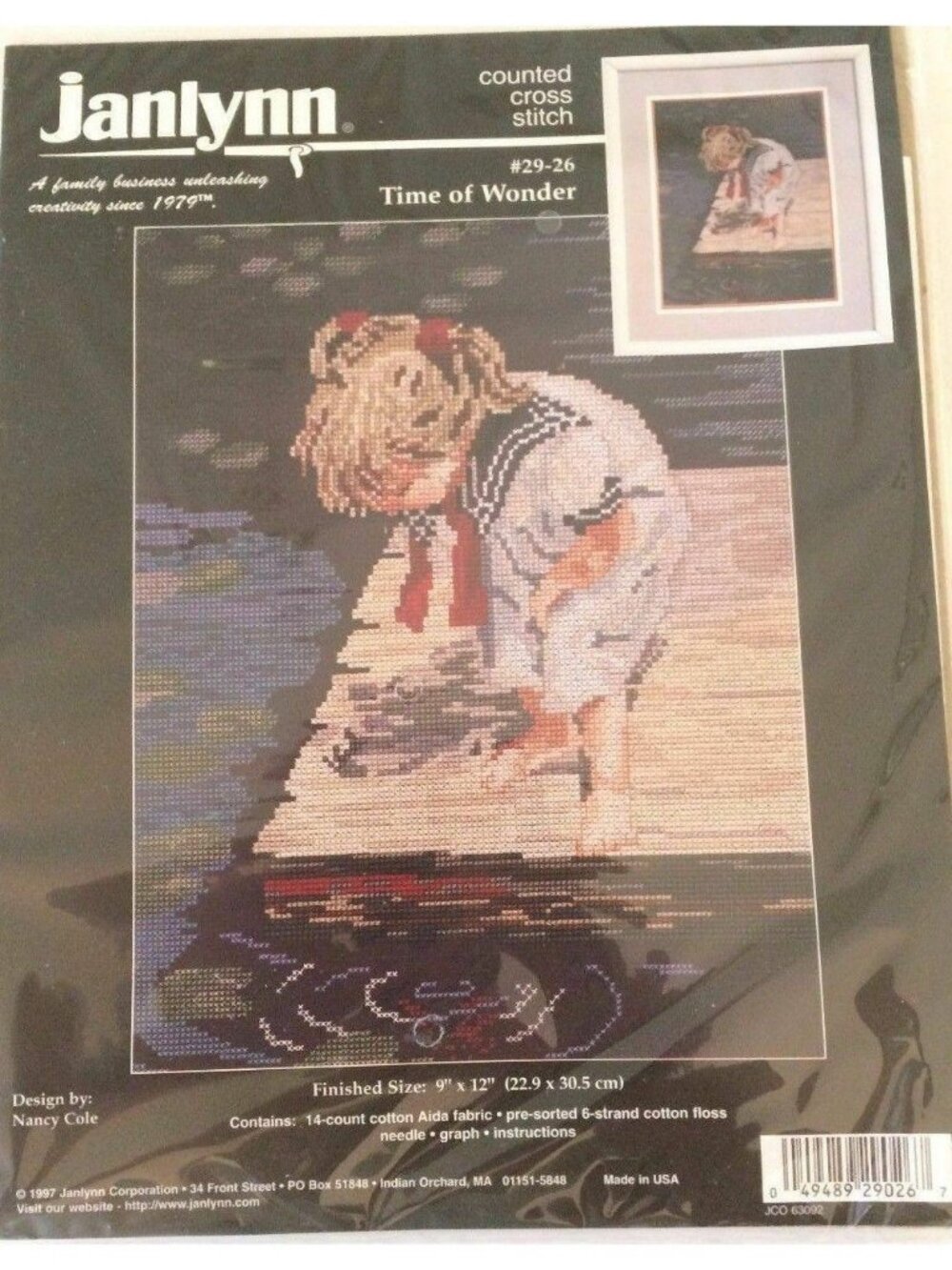 Cross Stitch KIT Janlynn Time of Wonder #29-26 Counted Beach Girl Sailor Dress